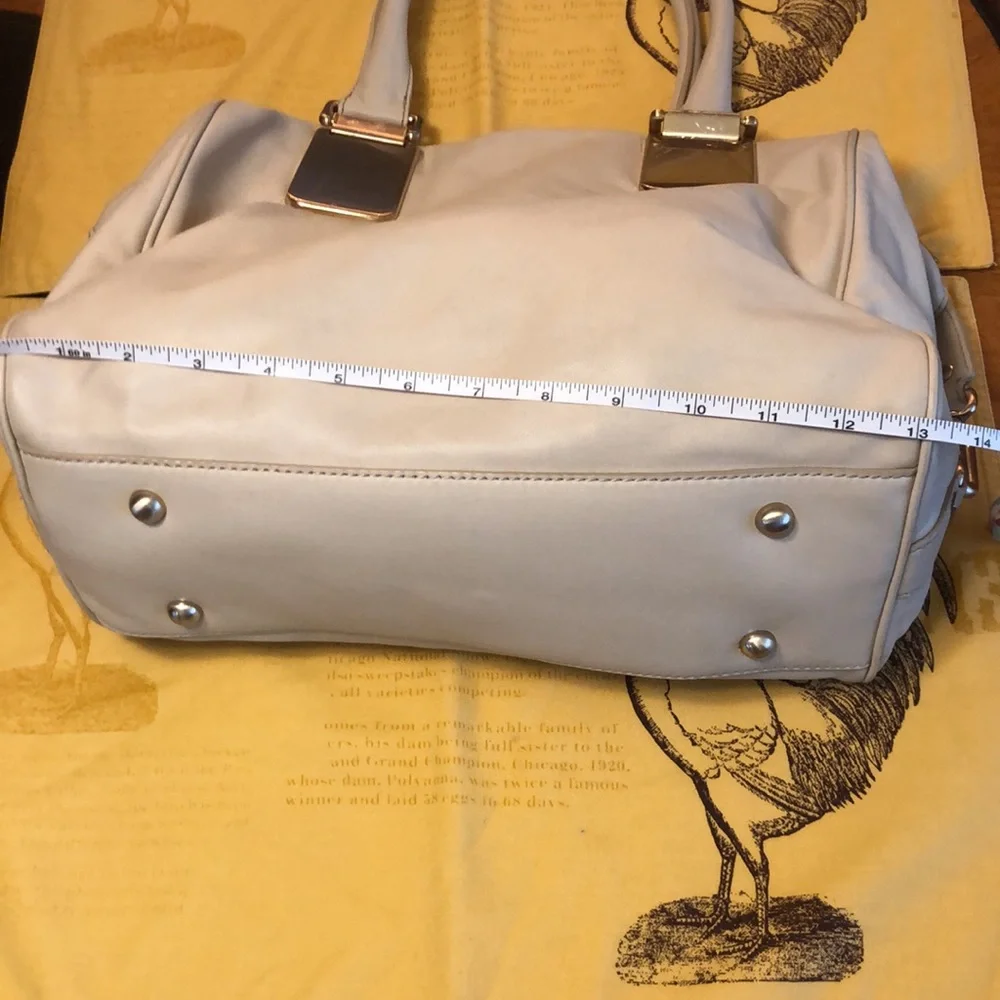 Banana Republic Cream Leather Large Slouchy Hobo Bag with gold colored hardware